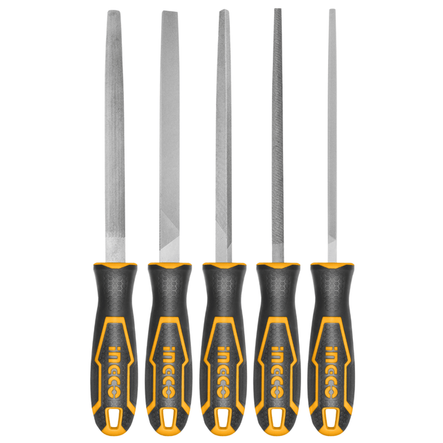 Ingco Chisels Files Planes & Punches Ingco 8" 5-Piece Steel File Set – HKTFS0508