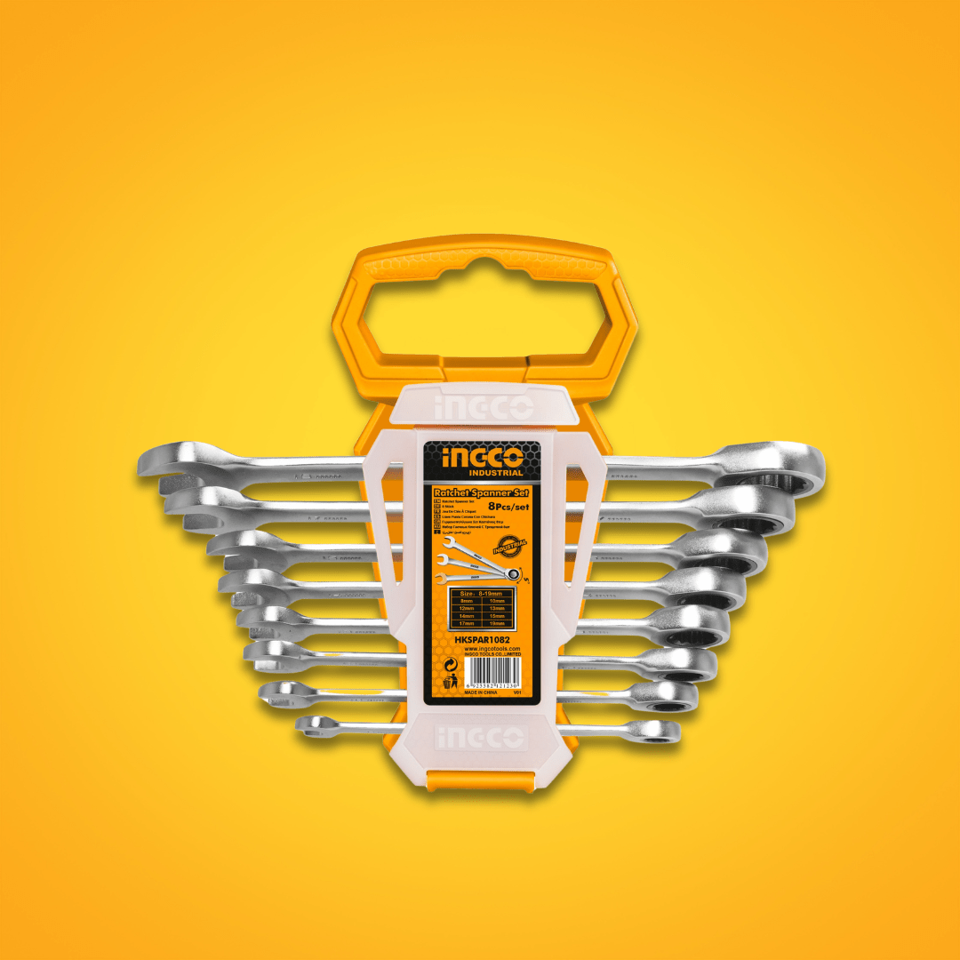 Ingco Wrenches Ingco 8-Piece Ratchet Spanner Set 8-19mm – HKSPAR1082