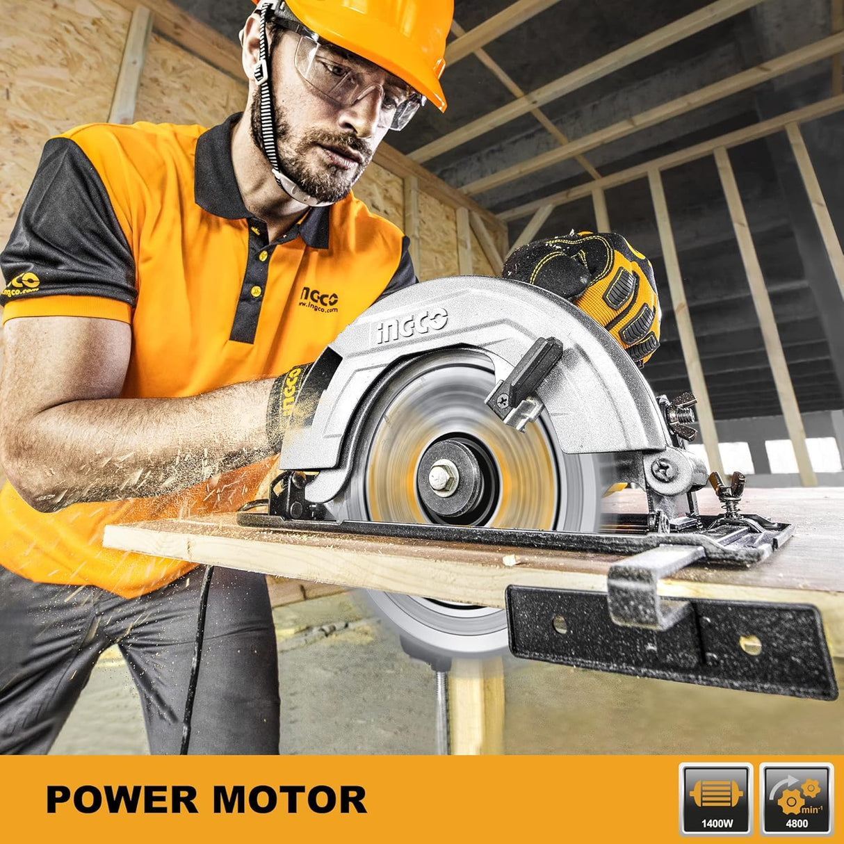 Ingco Circular Saw Ingco 9" Circular Saw 2200W with Adjustable Depth & Bevel Cutting - CS2358