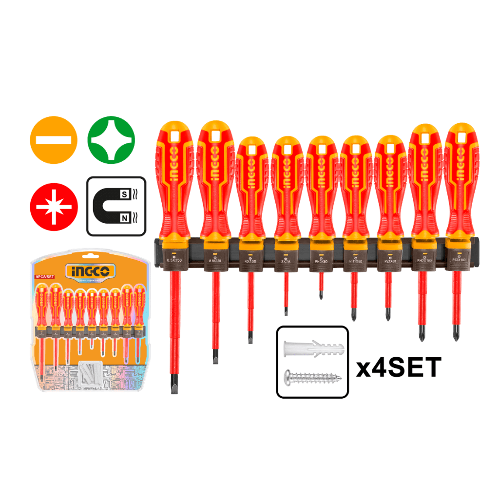 Ingco Screwdrivers Ingco 9 PCS Insulated Screwdriver Set - HKISD0908