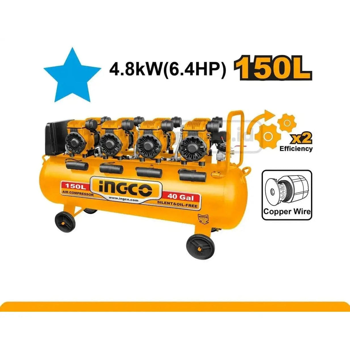 Ingco Air Compressor 6.4HP 150L - ACS4481501 | Supply Master Accra, Ghana