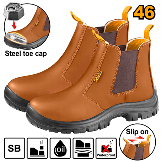 Ingco Boots & Footwear Ingco Brown Leather Safety Boot With Steel Toe Cap - SSH08SB