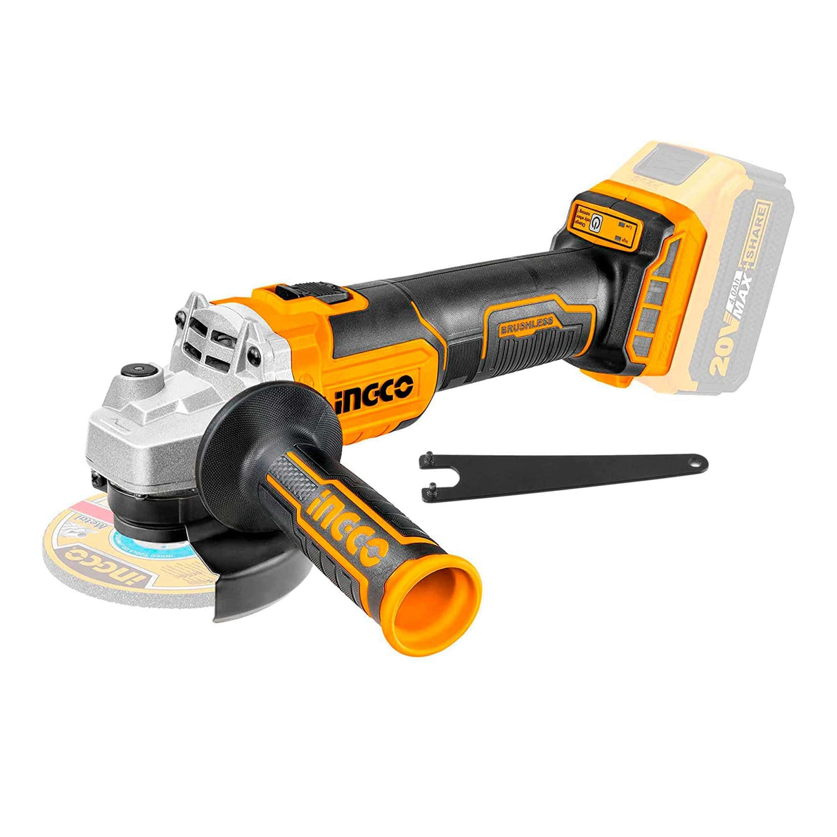 Ingco Grinder Ingco Brushless 4.5"/115mm Lithium-Ion Cordless Angle Grinder 20V - CAGLI201158