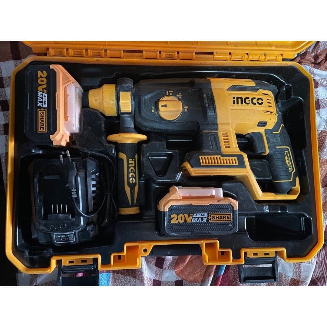 Ingco Drill Ingco Brushless Lithium-Ion Rotary Hammer with Two 20V 4.0Ah Batteries & Charger - CRHLI202287