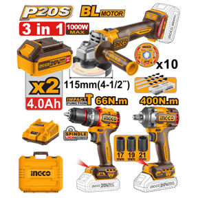 Ingco Power Tool Combo Kit Ingco Cordless 3 Pieces Combo Kit - COSLI241291