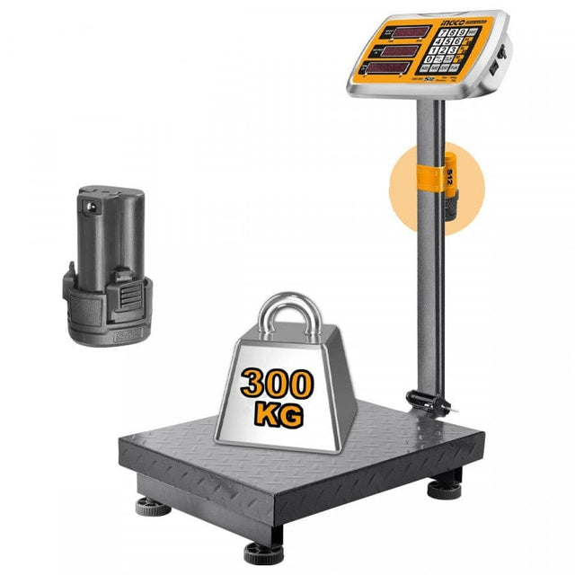 Ingco Digital Meter Ingco Cordless 300kg Lithium-Ion Scale with 12V 1.5Ah Battery - CES1303