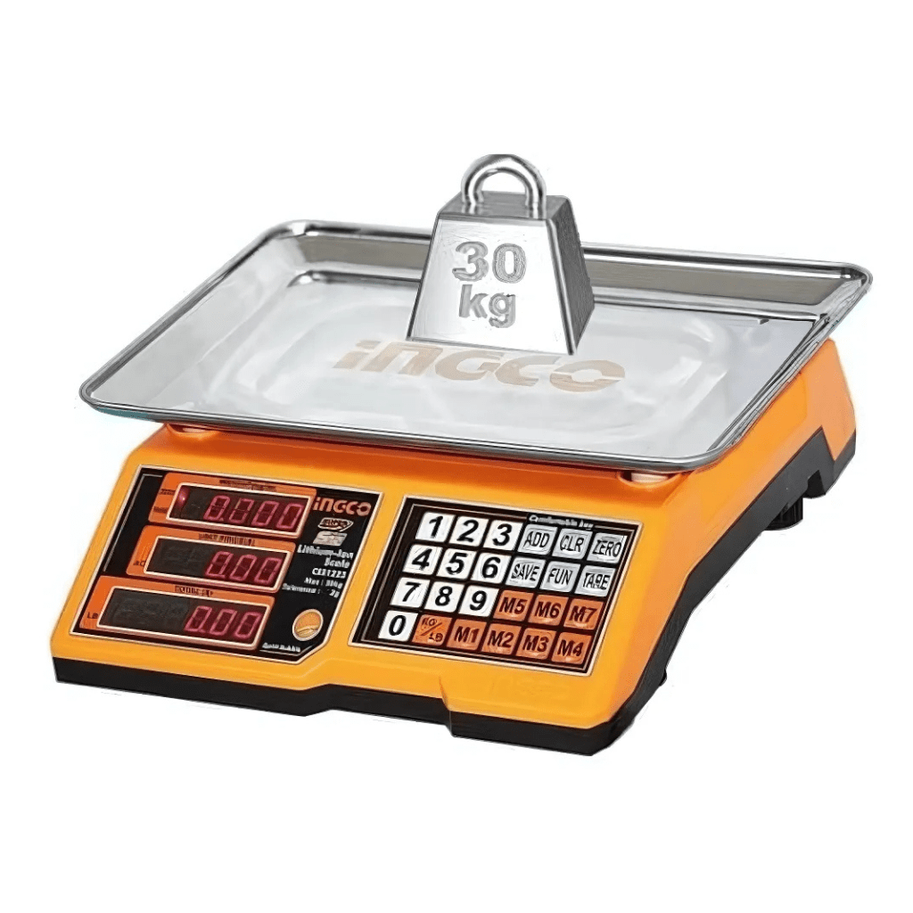 Ingco Digital Meter Ingco Cordless 30kg Lithium-Ion Scale with 12V 1.5Ah Battery – CES1301