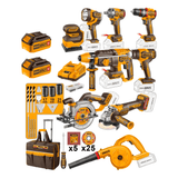 Ingco Power Tool Combo Kit Ingco Cordless 9 Pieces Cordless Industrial Combo Kit - COSLI250381