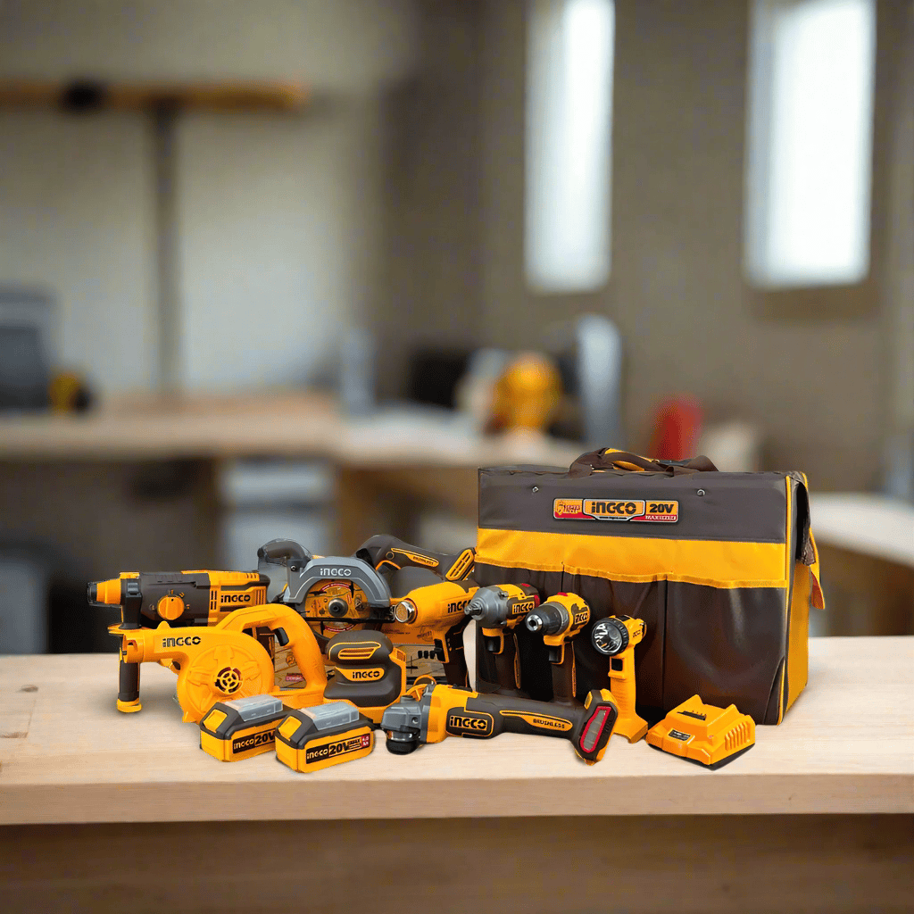 Ingco Power Tool Combo Kit Ingco Cordless 9 Pieces Cordless Industrial Combo Kit - COSLI250381
