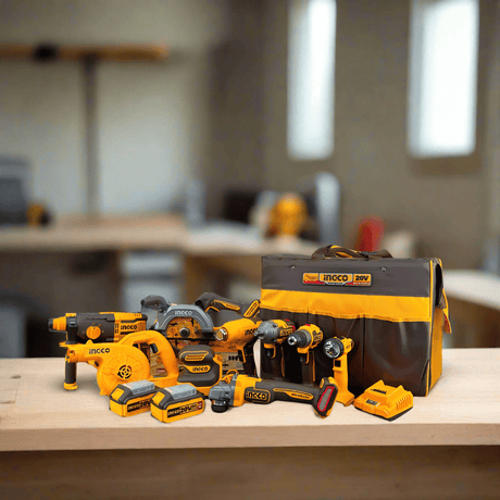 Ingco Power Tool Combo Kit Ingco Cordless 9 Pieces Cordless Industrial Combo Kit - COSLI250381
