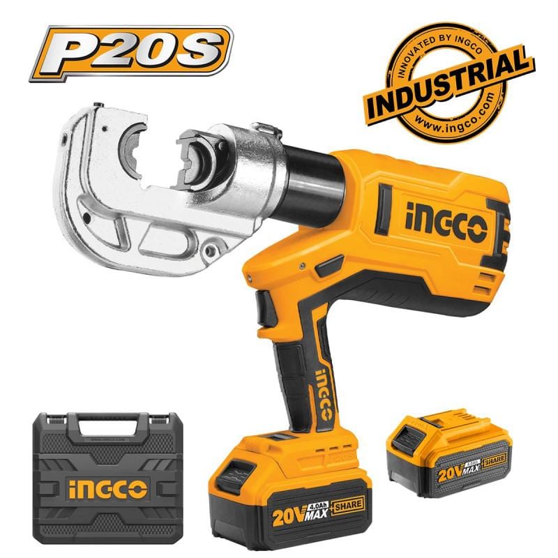 Ingco Specialty Power Tool Ingco Cordless Lithium-Ion Hydraulic Crimping Tool with Two 20V 4.0Ah Batteries & Charger - CTLI2002