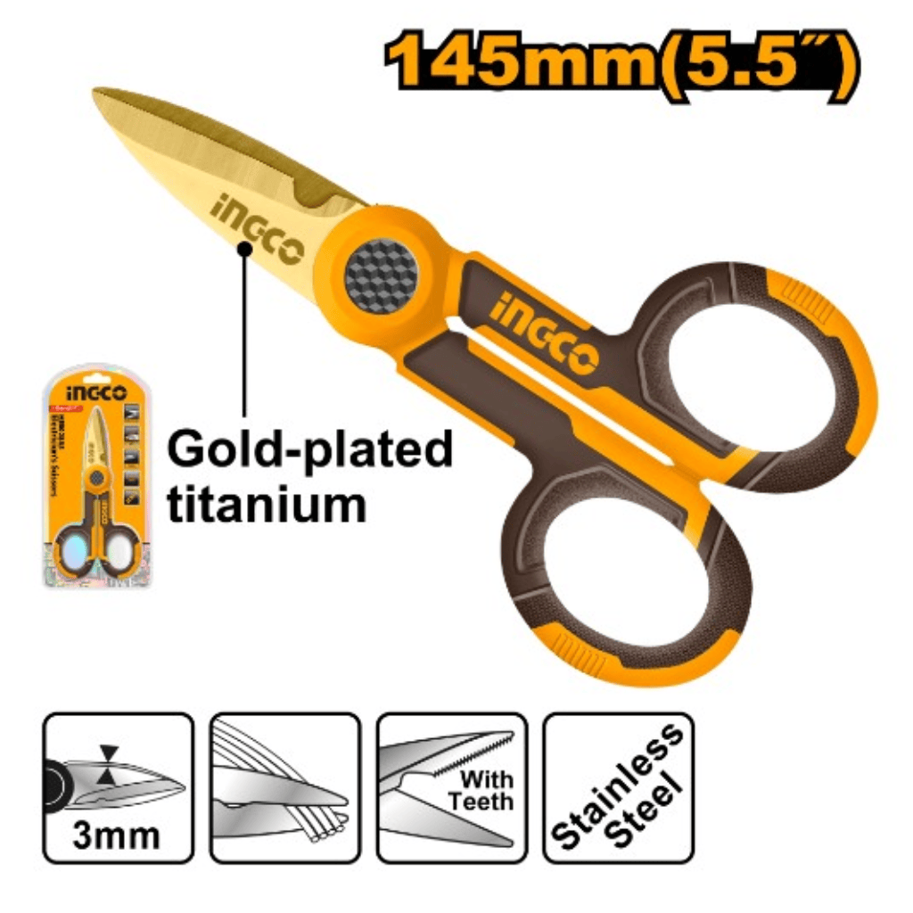 Ingco Hand Saws & Cutting Tools Ingco Electrician's Scissors 145mm (5.5") - HES02855