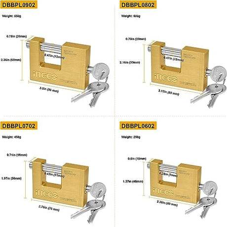 Ingco Padlocks & Accessories Ingco Industrial Heavy Duty Brass Padlock