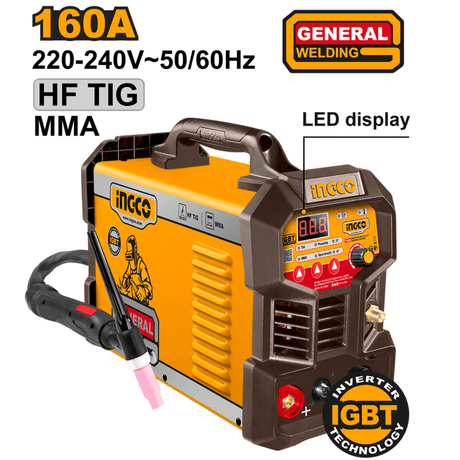 Ingco Welding Machine & Accessories Ingco Inverter TIG/MMA Welder 160A IGBT -  ING-TIG16058