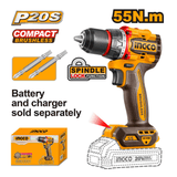 Ingco Drill Ingco Lithium-Ion Compact Brushless Cordless Drill 20V - CDLI205581