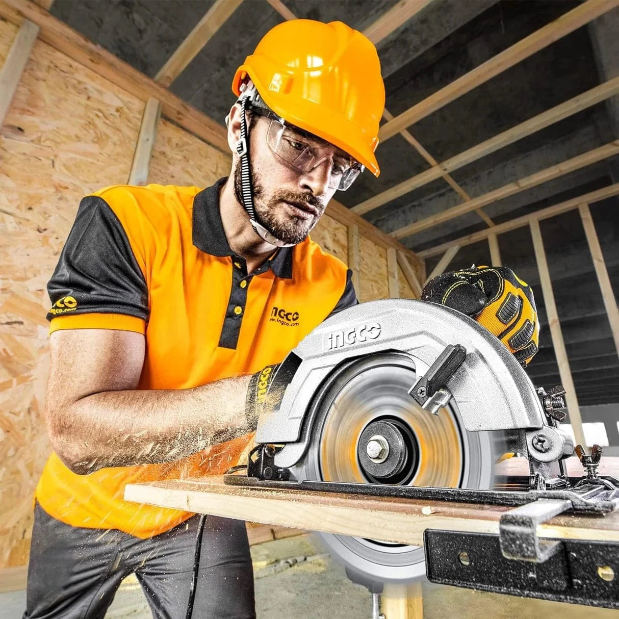 Ingco Power Tool Combo Kit Ingco Lithium-ion Cordless 20V Circular Saw 7.25" + Brad Nailer 35mm + 2 Battery - P1C2 Combo Kit- COSLI240866