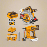 Ingco Power Tool Combo Kit Ingco Lithium-ion Cordless 20V Circular Saw 7.25" + Brad Nailer 35mm + 2 Battery - P1C2 Combo Kit- COSLI240866