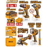 Ingco Power Tool Combo Kit Ingco LIthium - Ion Cordless 5 pieces  Combo Kit – COSLI250692