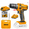 Ingco Drill Ingco Lithium-Ion Cordless Drill with 20V 1.5Ah Batteries & Charger - CDLI20028