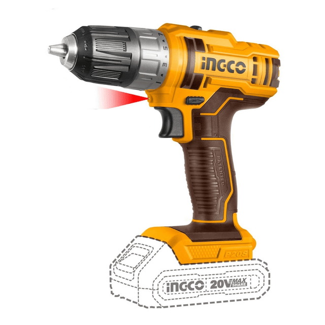 Ingco Drill Ingco Lithium-Ion Cordless Drill with Two 20V 2.0Ah Batteries & Charger - CDLI200528