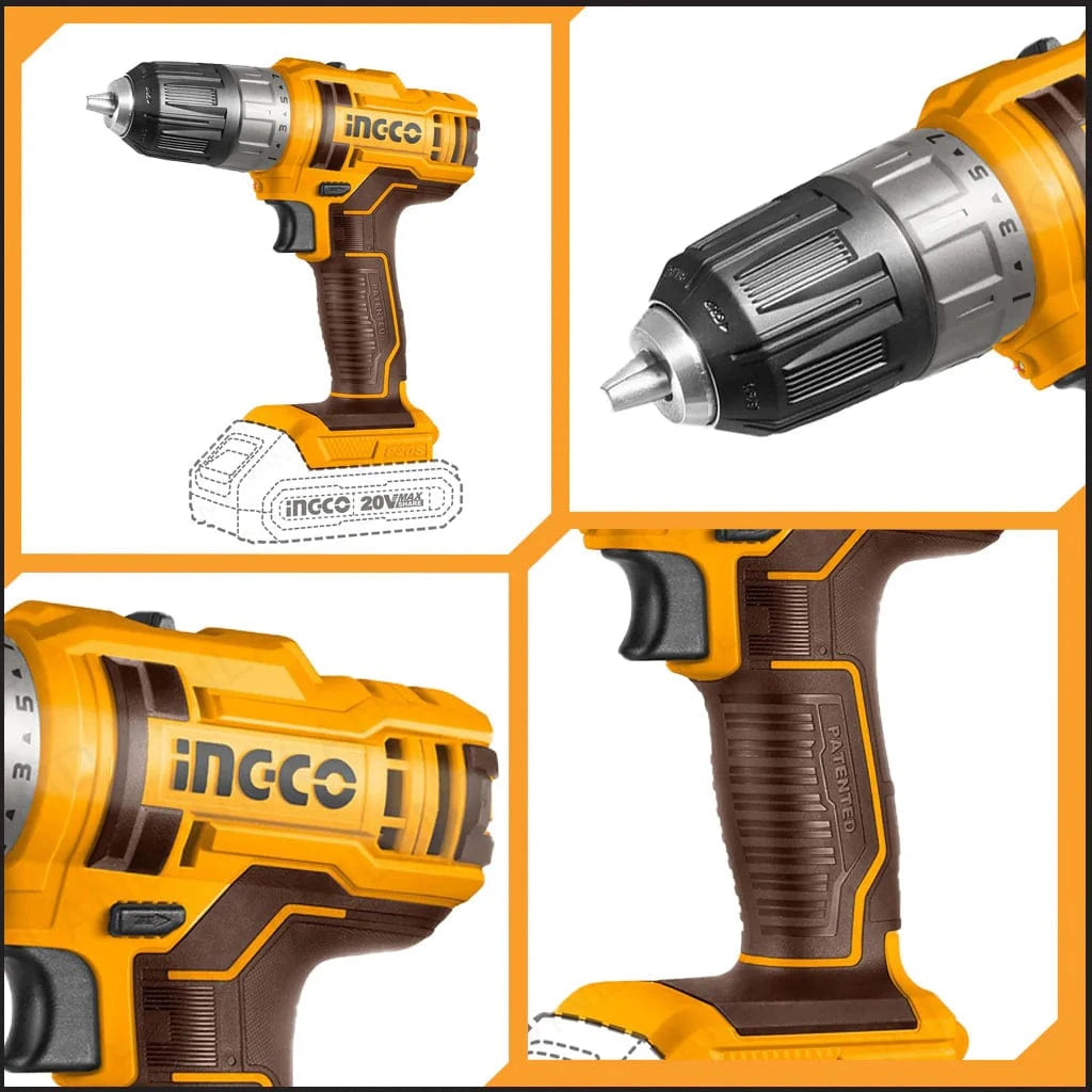 Ingco Drill Ingco Lithium-Ion Cordless Drill with Two 20V 2.0Ah Batteries & Charger - CDLI200528
