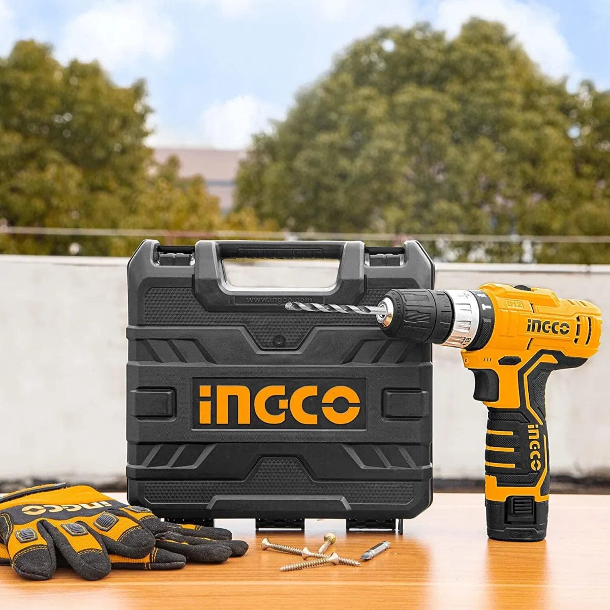 Ingco Drill Ingco Lithium-Ion Cordless Hammer Impact Drill with Two 12V 1.5Ah Batteries & Charger - CIDLI12201