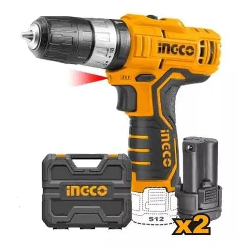 Ingco Drill Ingco Lithium-Ion Cordless Hammer Impact Drill with Two 12V 1.5Ah Batteries & Charger - CIDLI12201