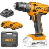 Ingco Drill Ingco Lithium-Ion Cordless Hammer Impact Drill with Two 20V 2.0Ah Batteries & Charger - CIDLI20031