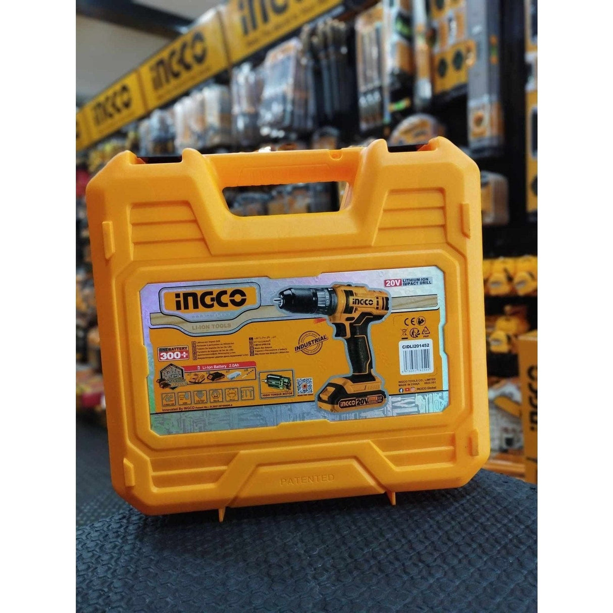 Ingco Drill Ingco Lithium-Ion Cordless Hammer Impact Drill with Two 20V 2.0Ah Batteries & Charger - CIDLI201452