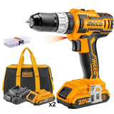 Ingco Drill Ingco Lithium-Ion Cordless Hammer Impact Drill with Two 20V Batteries - CIDLI2002