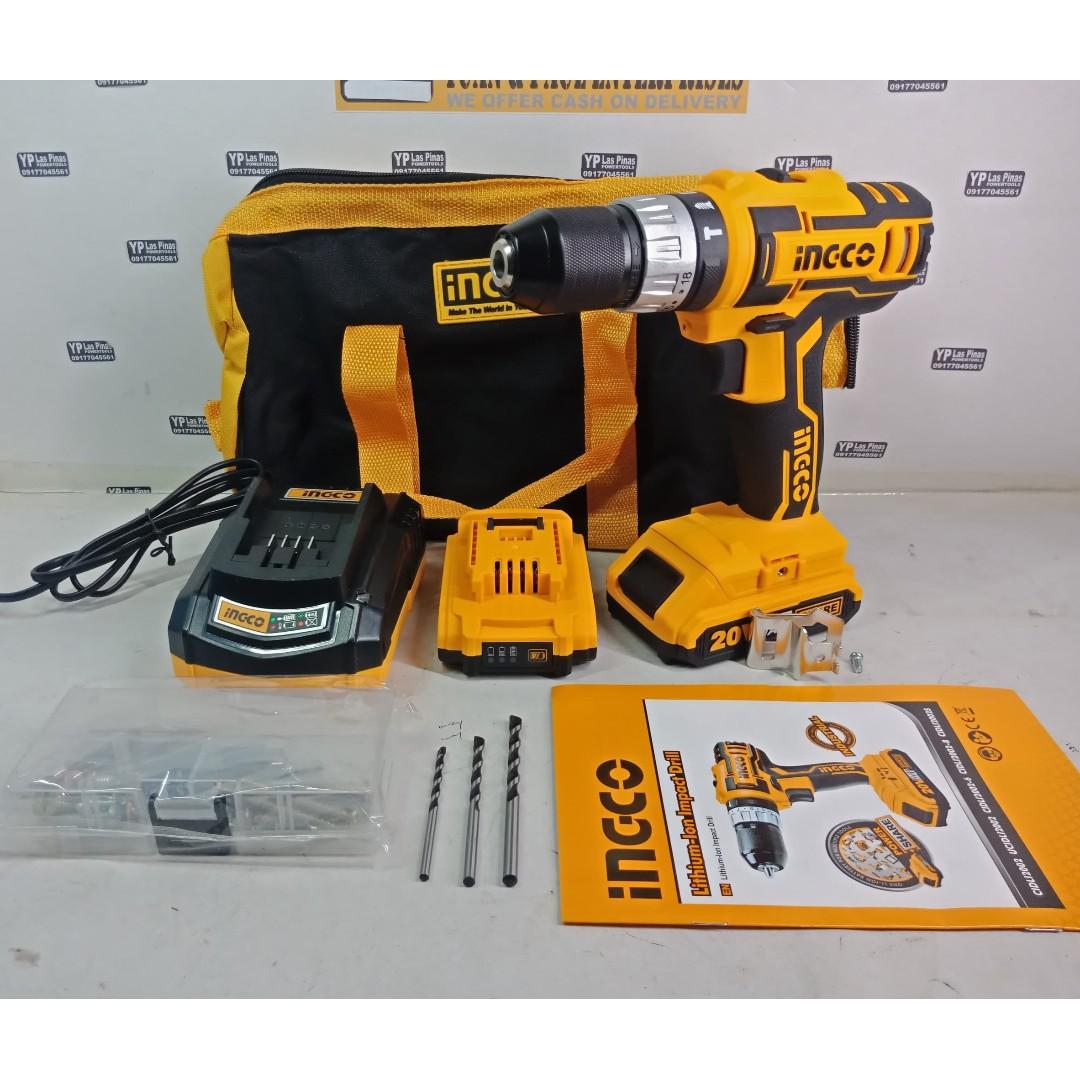 Ingco Drill Ingco Lithium-Ion Cordless Hammer Impact Drill with Two 20V Batteries - CIDLI2002