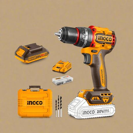 Ingco Drill Ingco Lithium-Ion Cordless Impact Drill  66Nm with 2 Pieces 20V Batteries - CIDLI20668