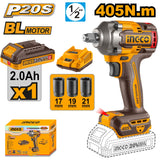 Ingco Impact Wrench & Driver Ingco Lithium-Ion Cordless Impact Wrench With Battery And Charger - CIWLI20455