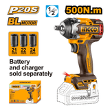 Ingco Impact Wrench & Driver Ingco Lithium-Ion Cordless Impact Wrench Without Battery And Charger - CIWLI20501