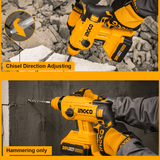 Ingco Drill Ingco Lithium-Ion Cordless Rotary Hammer 20V - CRHLI2201