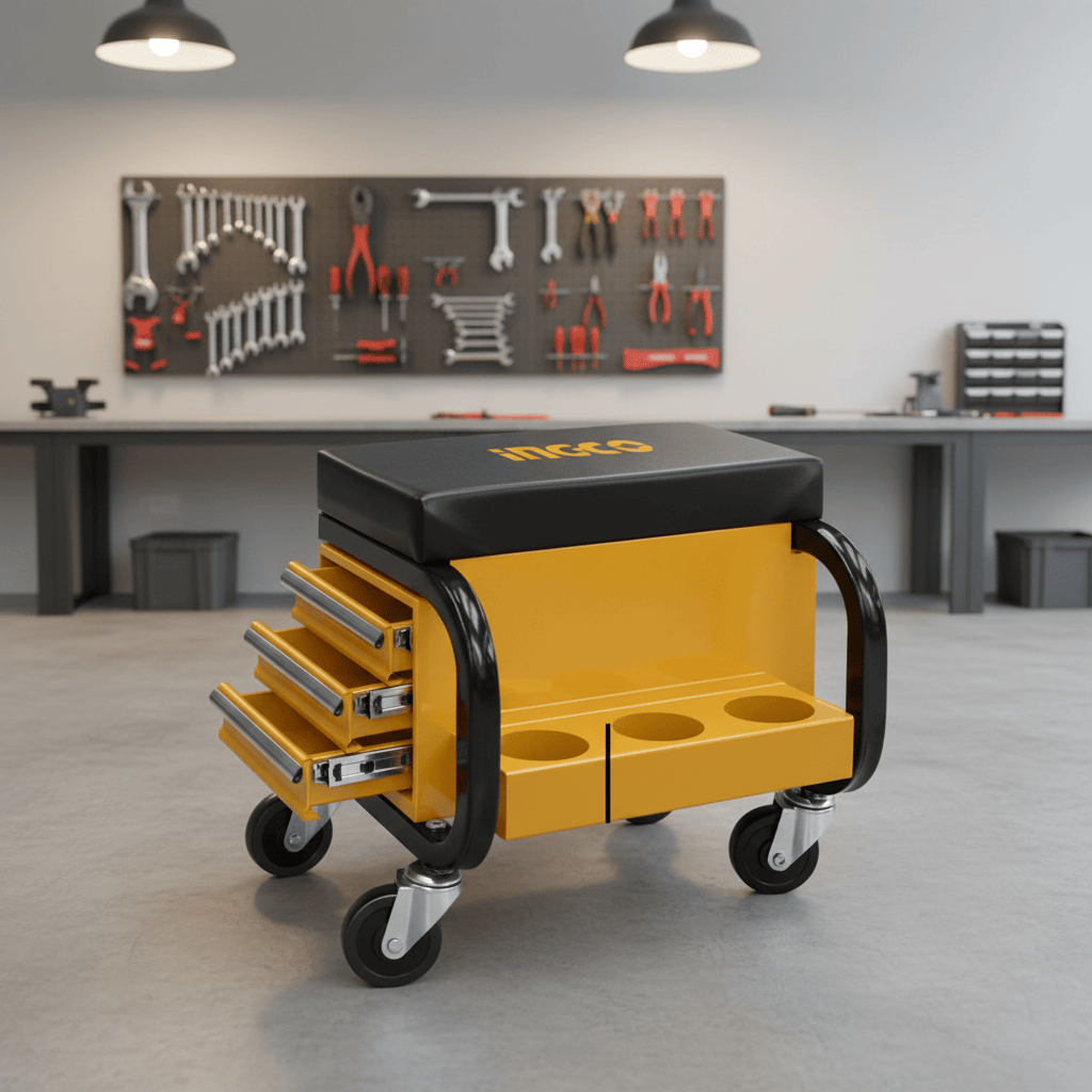 Ingco Lifting & Workshop Equipment Ingco Mobile Workshop Creeper Seat with 3 Storage Drawers - HCS103
