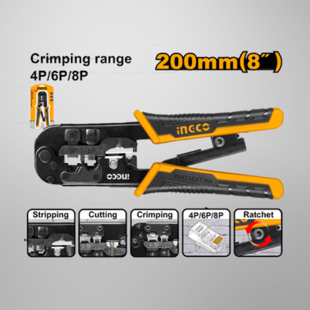 Ingco Hand Saws & Cutting Tools Ingco Modular Plug Crimper - HMPCN2468R