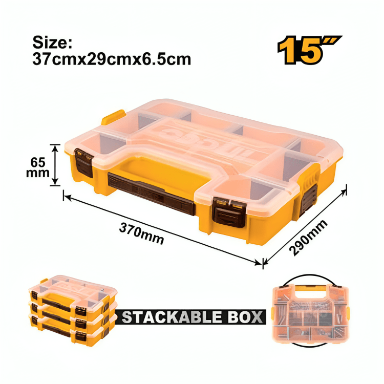 Ingco Tool Boxes Bags & Belts Ingco Plastic Organizer 15" - PBX1511