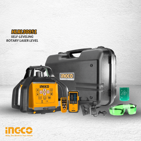 Ingco Laser Measure Ingco Self-Leveling Rotary Laser Level with Green Beam & Remote Control – HLRL30051