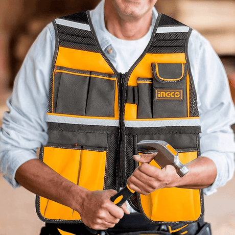 Ingco Tool Boxes Bags & Belts Ingco Tool Vest with 17 Pockets & Adjustable Fit – HTVT09028