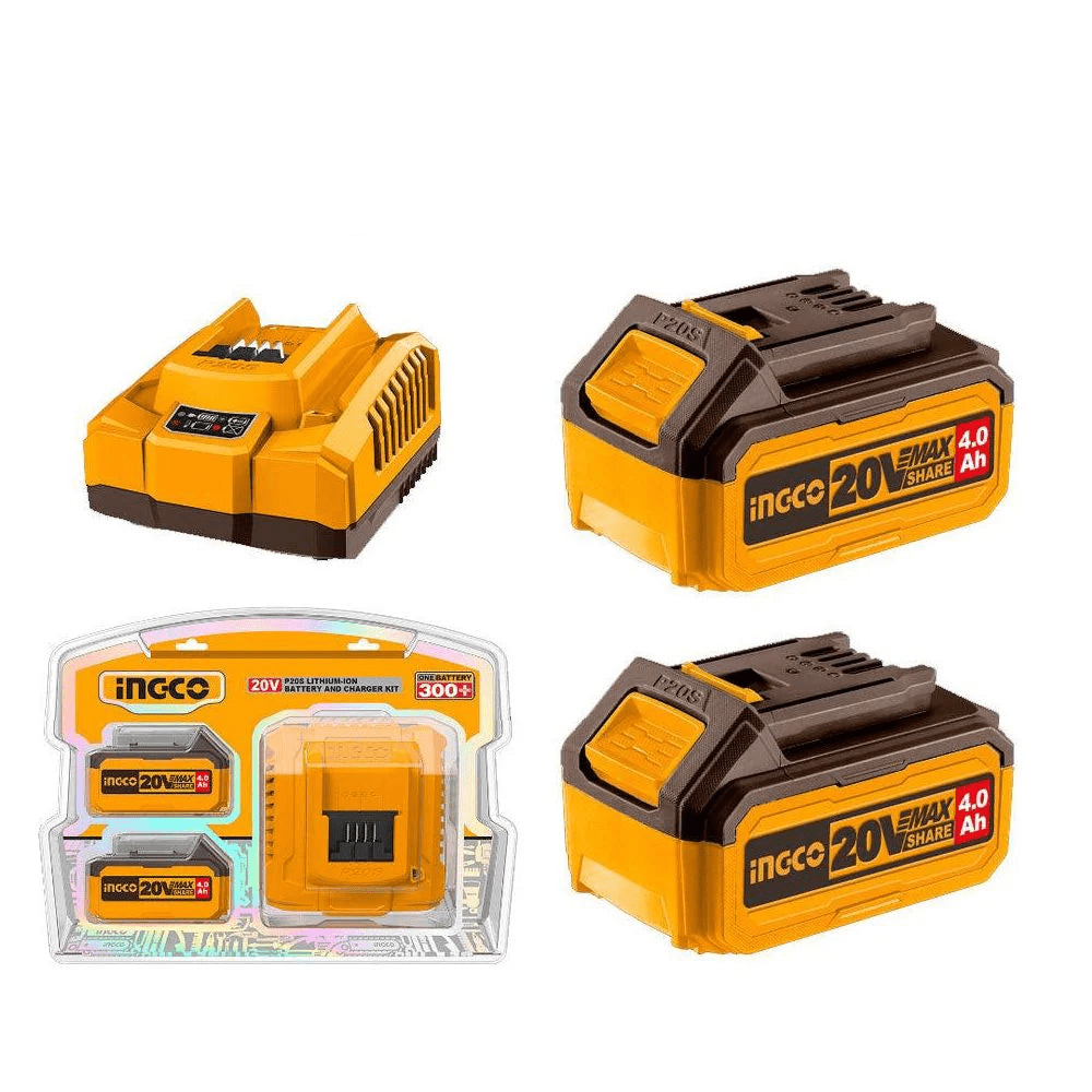 Buy Ingco Two 20V 4.0Ah Lithium Ion Battery Pack and Charger Kit Shop Online at Supply Master Accra Ghana