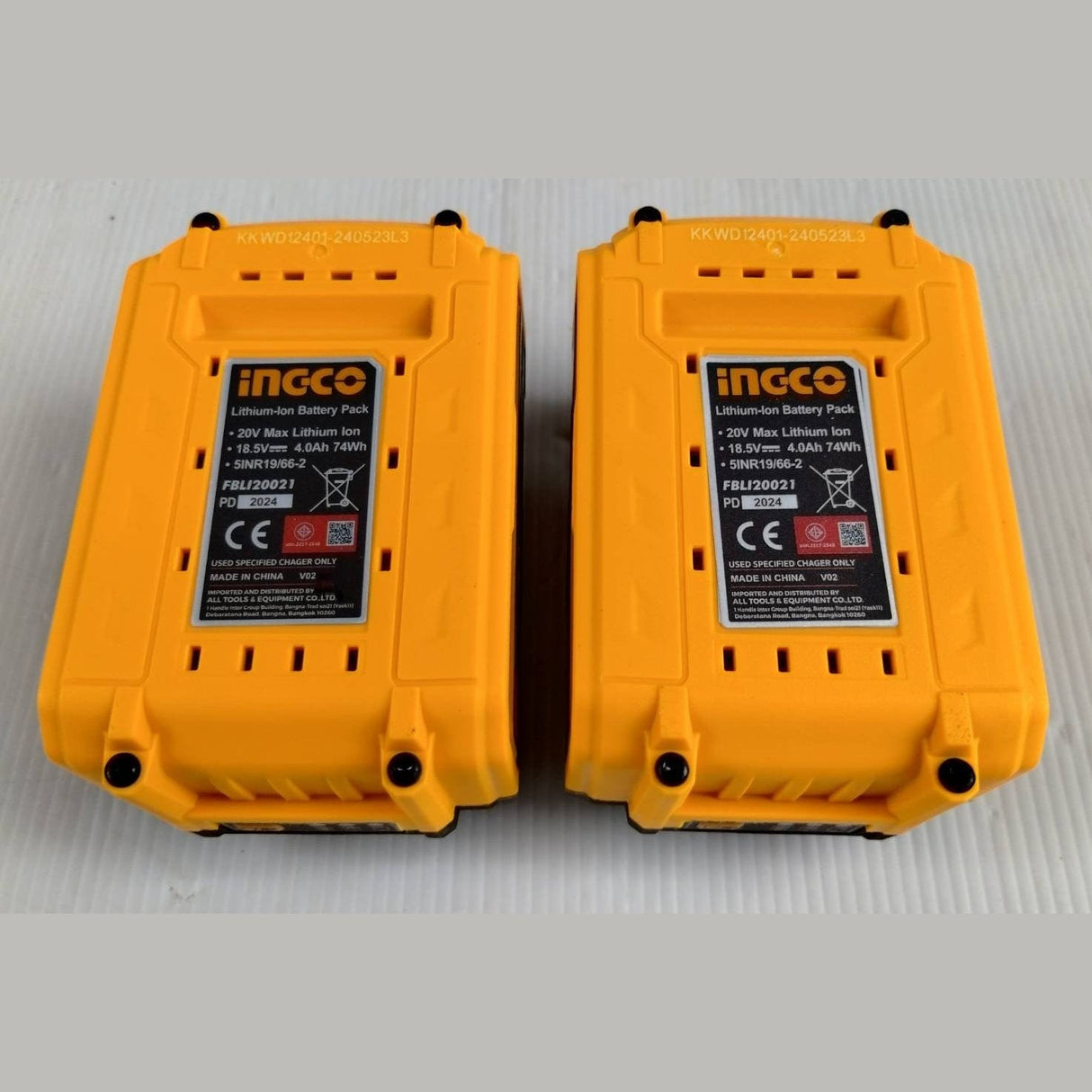 Ingco Batteries & Chargers Ingco Two Pieces 20V 4.0Ah Lithium-Ion Battery Pack - COSLI240312