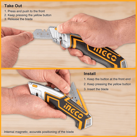 Ingco Multi Tools & Knives Ingco Utility Knife with 6 SK5 Blades – HUK6128