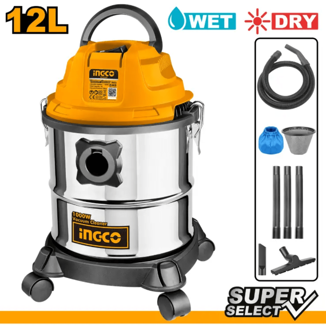 Ingco Steam & Vacuum Cleaner Ingco Wet & Dry Vacuum Cleaner 12 Liters 1000W - VC12202