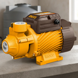Ingco peripheral water pump on a dry utility-room shelf