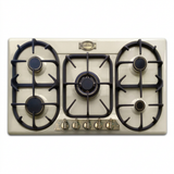 Ivory Kaiser Empire 90cm five-burner gas hob on white