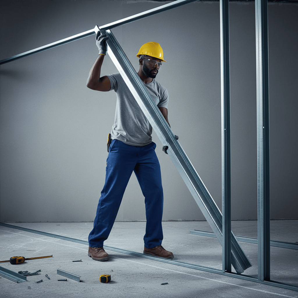 JIB Galvanized Partition Stud for Drywall Systems - 75 × 35 × 3000 mm (0.5 mm)