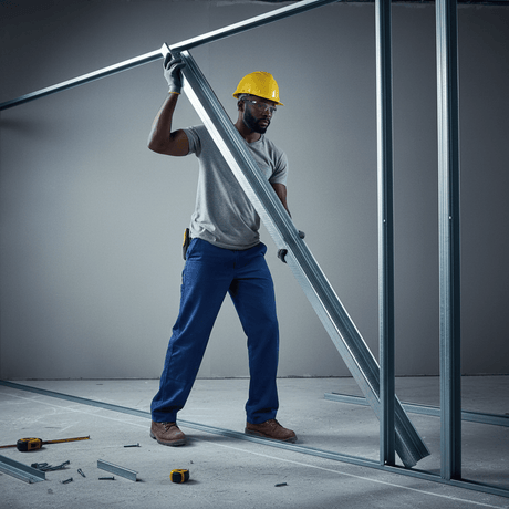 JIB Galvanized Partition Stud for Drywall Systems - 75 × 35 × 3000 mm (0.5 mm)