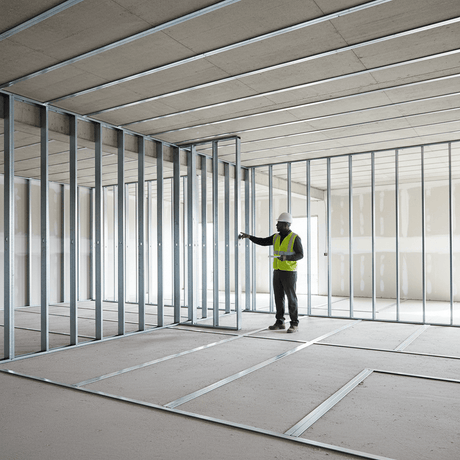 JIB Galvanized Partition Track for Drywall Systems - 50 × 28 × 3000 mm (0.5 mm)