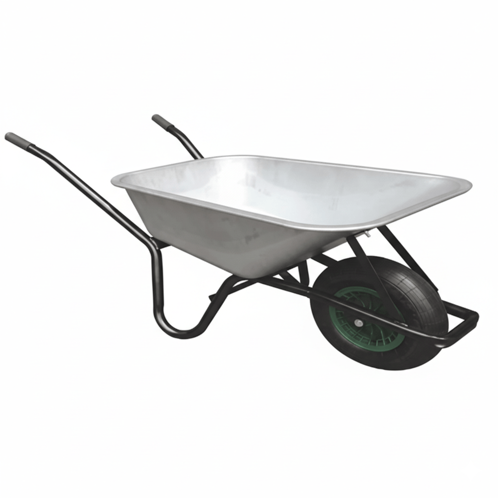 JIB Light-Duty Single-Wheel Construction Wheelbarrow - Rust-Resistant Steel